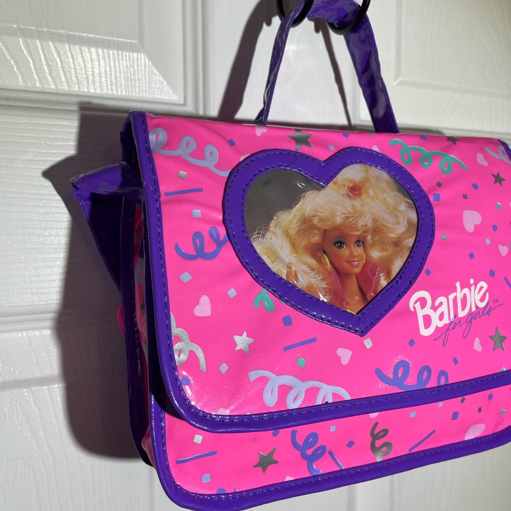 Barbie Pyramid Messenger Bag Mattel VINTAGE Circa 1991 Pink Vinyl Purse - Picture 3 of 16